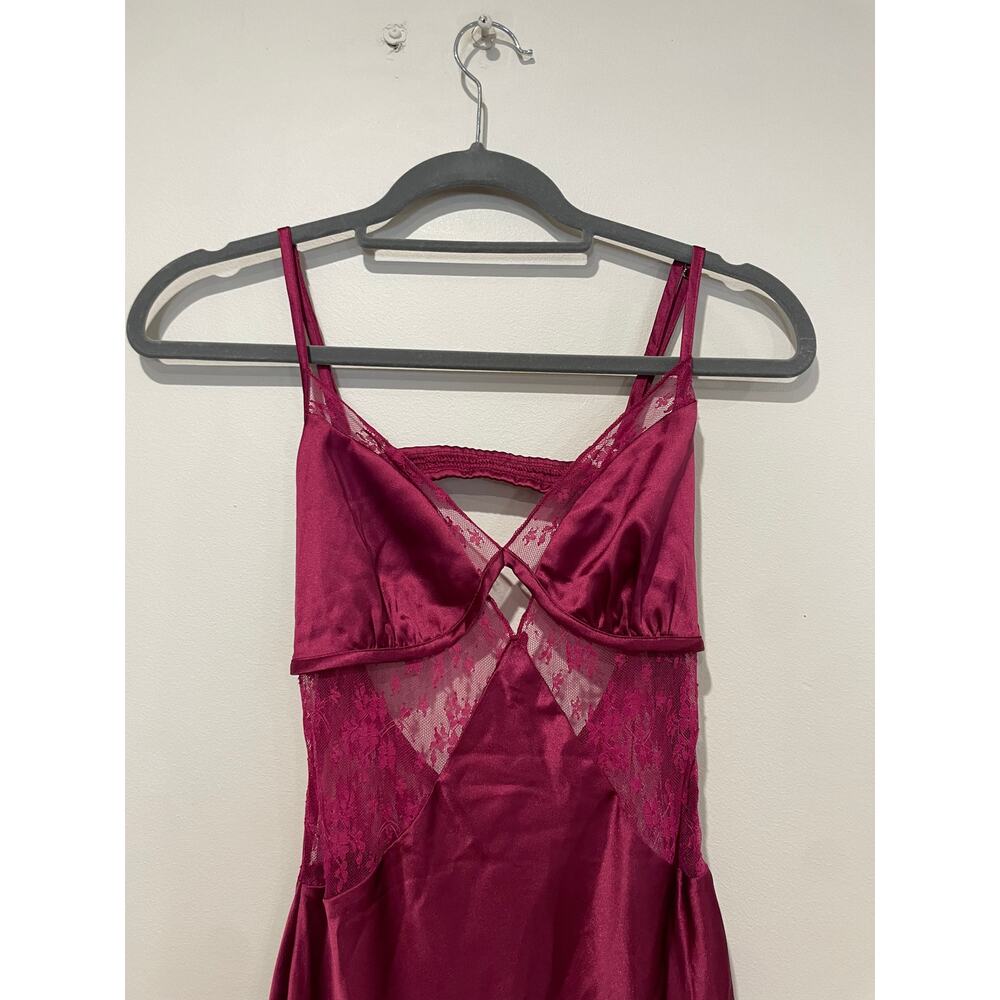 NWT Princess Polly Birchwood Silk Sheer Lace Cutout Maxi Dress Wine Women's Sz 0 - Picture 3 of 6